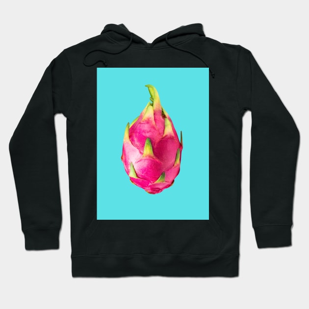 Dragon Fruit Bright Turquoise - Funky Hong Kong Summer Fruits Hoodie by CRAFTY BITCH